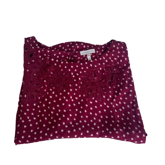 ♥️ Rebecca Taylor, women’s size 10 ,patterned , red and white 100% silk shirt♥️ - Picture 2 of 4